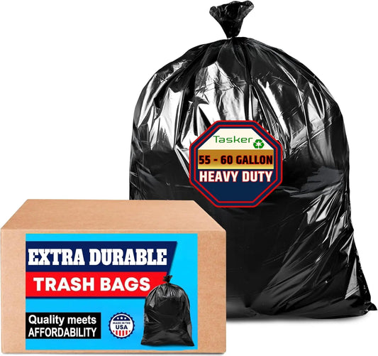 55-60 Gallon Trash Bags, (Value Pack 100 Bags w/Ties)