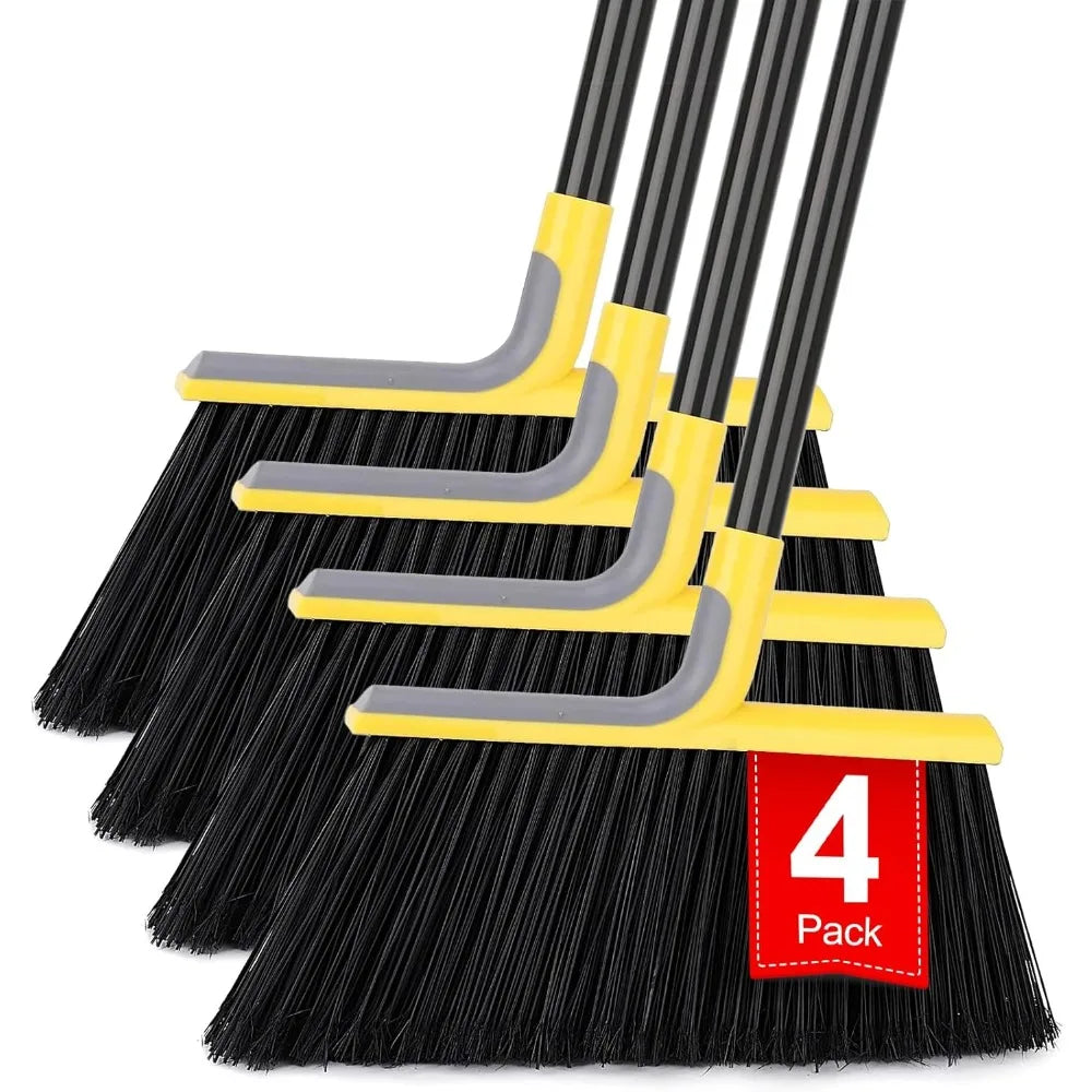 4 Pack Heavy-Duty Brooms with 58" Long Handle