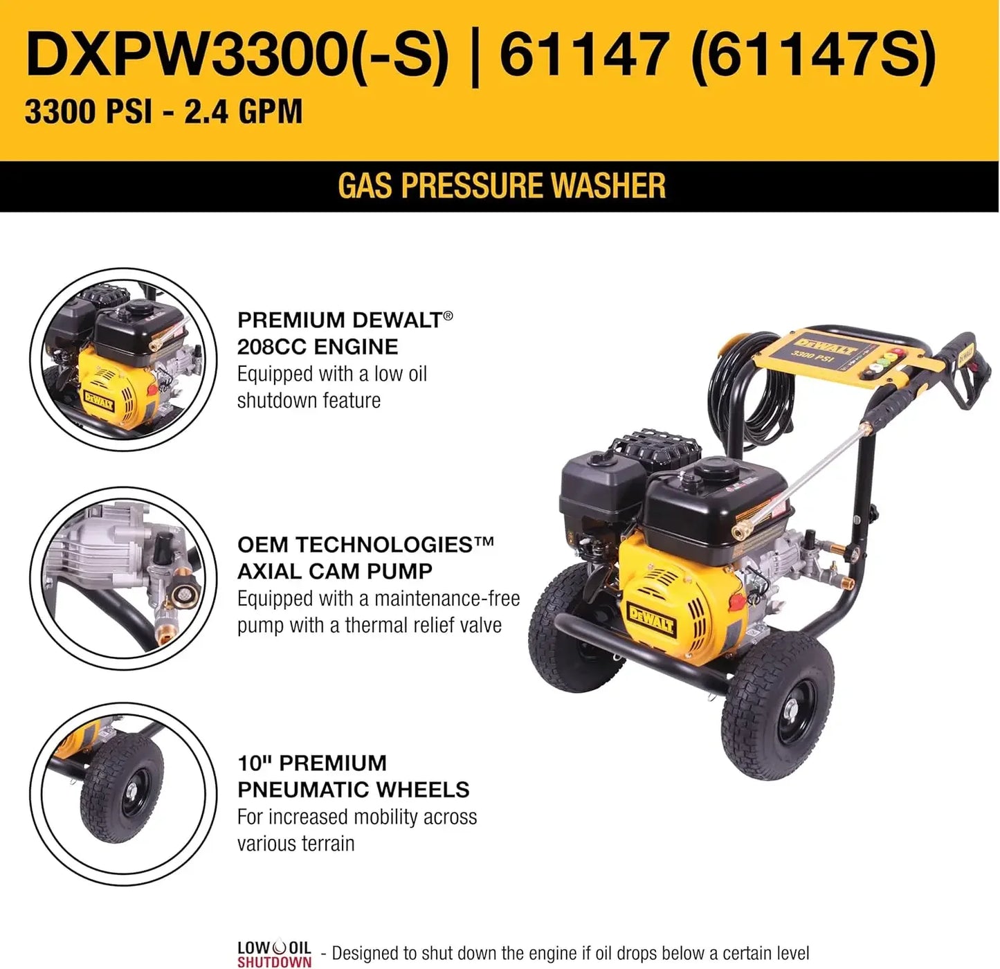 Gas Pressure Washer 3300 PSI 2.4 GPM