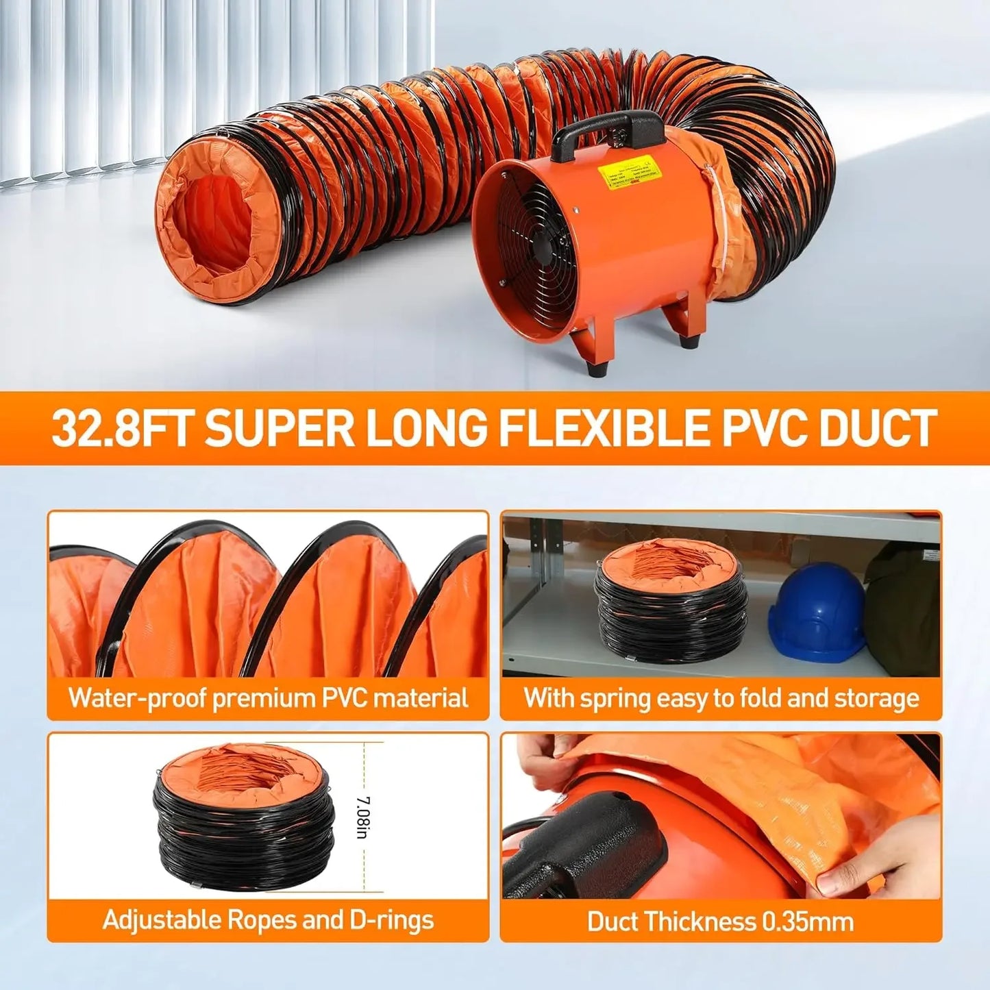 12'' Utility Blower Fan with 32.8 ft PVC Ducting