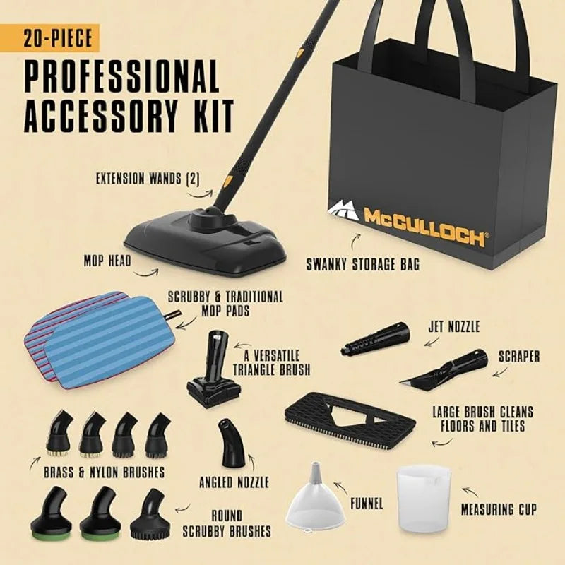 McCulloch Heavy Duty Steam Cleaner with 20 Accessories